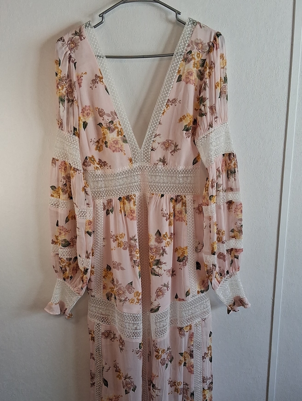 For Love And Lemons Floral Lace-Trim Claudette Maxi Dress